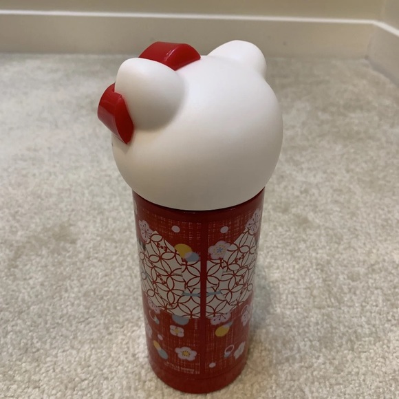 Sanrio Hello Kitty Head Lid Red Metal Thermo Water Bottle Cherry Blossom 2015 - Picture 12 of 12